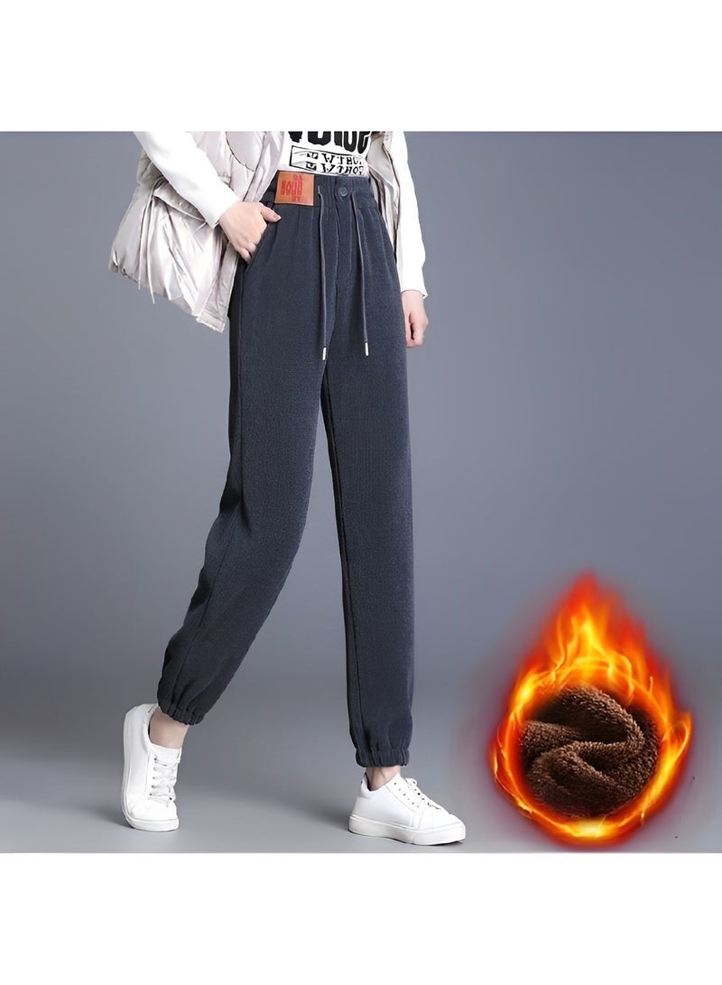 Women's Corduroy Pants Elastic Waist Trousers Vintage High Waisted Straight Leg Pants Trouser Casual Straight Leg Pleated Dress Pants