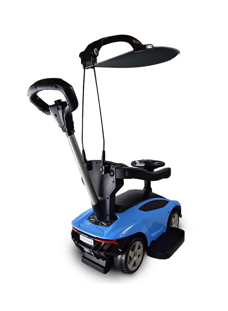 Lamborghini Kids Pusher Car umberlla with Rideon - Blue