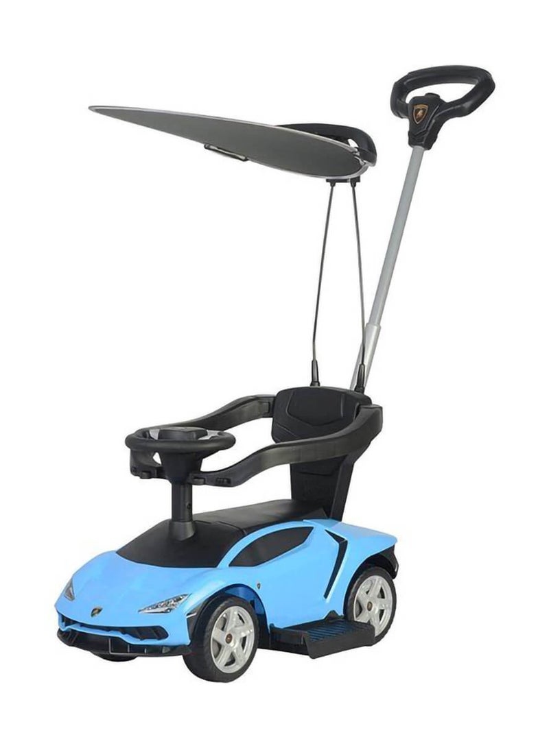 Lamborghini Kids Pusher Car umberlla with Rideon - Blue