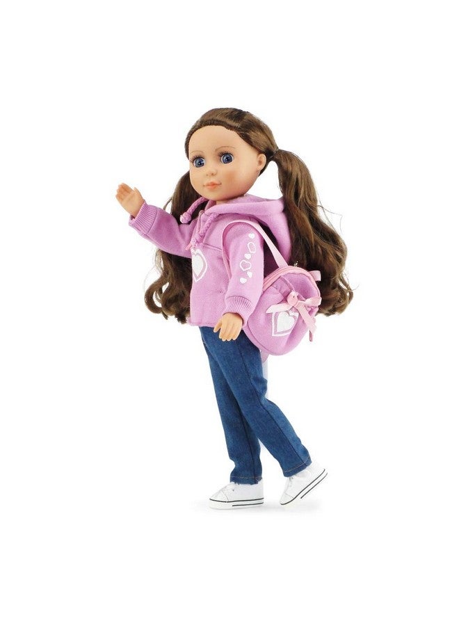 14 Inch Doll 3 Piece Valentines Heart Hoodie Jeans Sweatshirt Clothes Set With Backpack Accessory Compatible With Glitter Girls And Similar Dolls Doll And Shoes Not Included