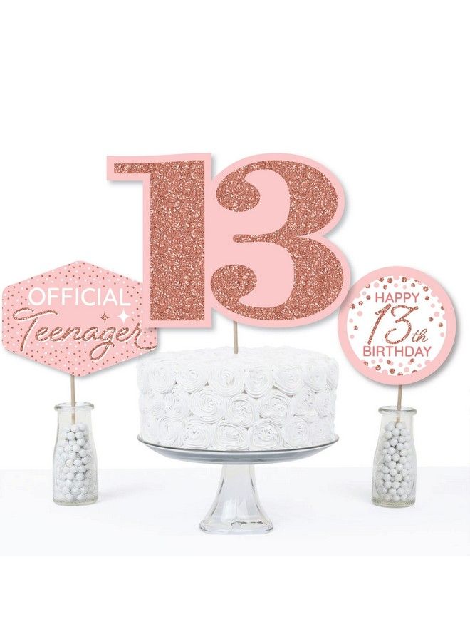 13Th Pink Rose Gold Birthday Happy Birthday Party Centerpiece Sticks Table Toppers Set Of 15