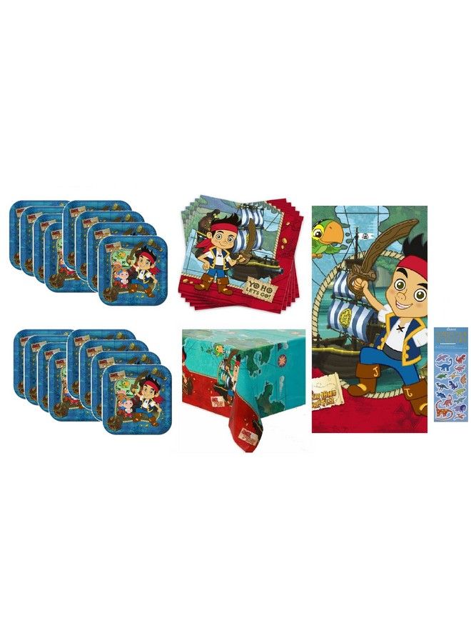 Jake And The Neverland Pirates Birthday Party Supplies Bundle For 16 Includes Lunch Plates Napkins Table Cover Dinosaur Stickers