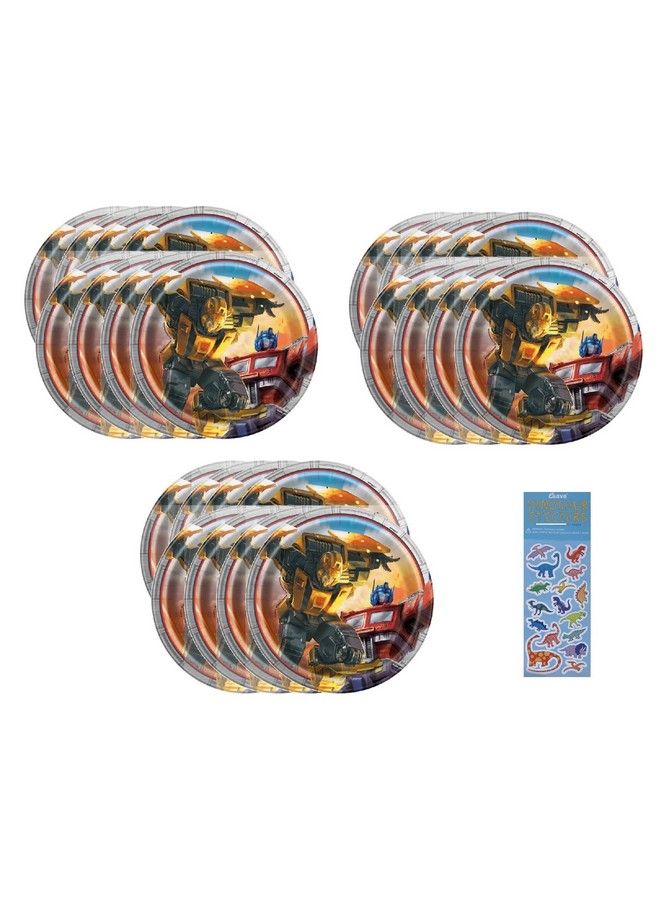 Transformers Party Supplies Bundle Pack Includes Dessert Cake Paper Plates 24 Count