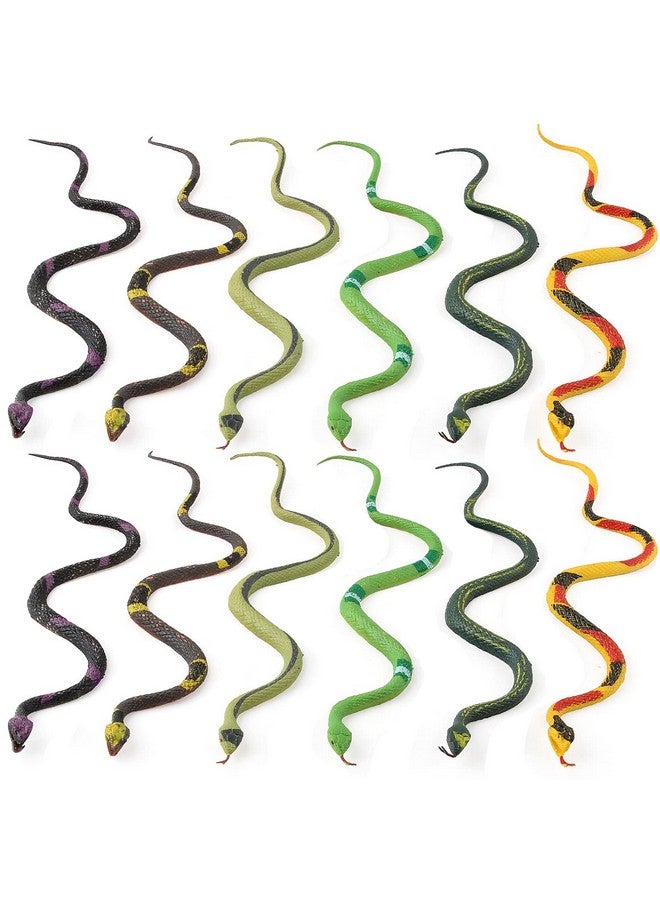 Fake Snakes 12 Inches Rubber Snake Realistic Toy Snake 12 Pcs Plastic Snakes 6 Great As Garden Props To Scare Birds Squirrels Mice Pranks And Halloween Decoration