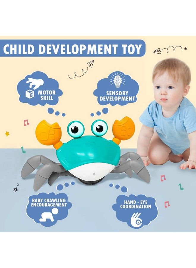 Crawling Crab Baby Toy For Kids Infant Toddlers Tummy Time Dancing Musical Moving Toys For Babies Boys Girl Birthday Gift Interactive Educational Learning Brain Development Toys Rechargeable