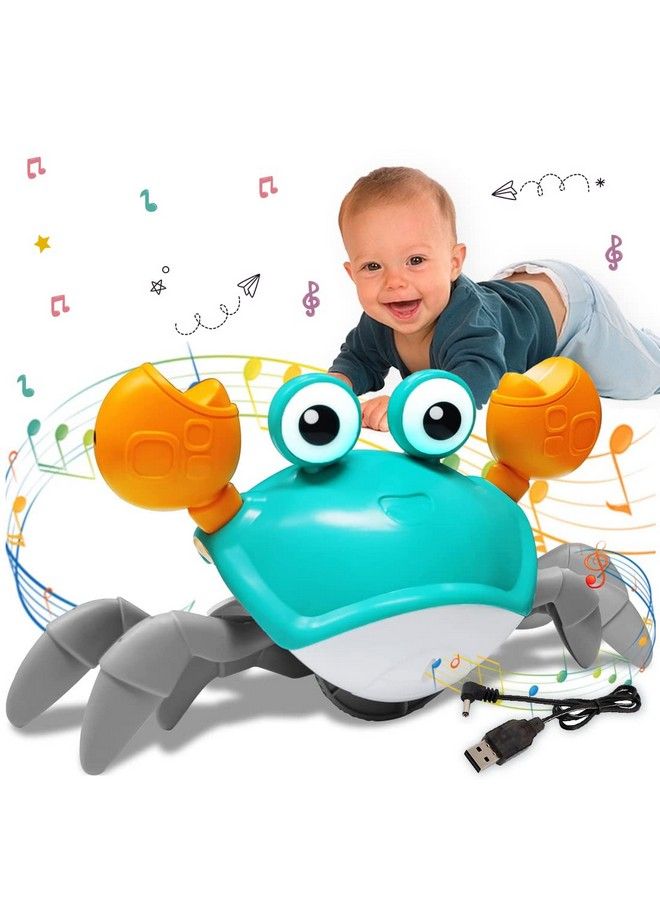 Crawling Crab Baby Toy For Kids Infant Toddlers Tummy Time Dancing Musical Moving Toys For Babies Boys Girl Birthday Gift Interactive Educational Learning Brain Development Toys Rechargeable