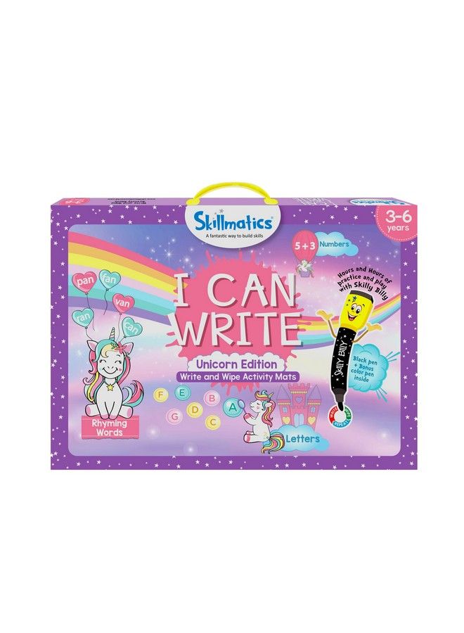 Educational Game  I Can Write Unicorn Edition Reusable Activity Mats With 2 Dry Erase Markers Gifts For Ages 3 To 6