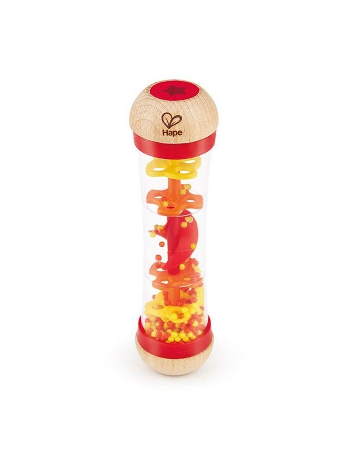 Beaded Raindrops  Mini Wooden Musical Shake  Rattle Rainmaker Toy Red