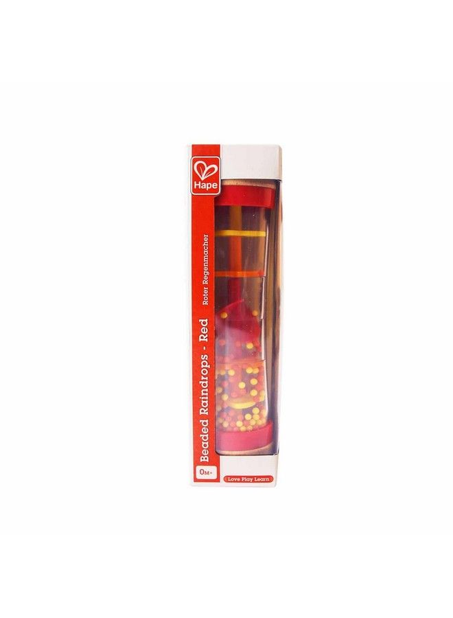 Beaded Raindrops  Mini Wooden Musical Shake  Rattle Rainmaker Toy Red
