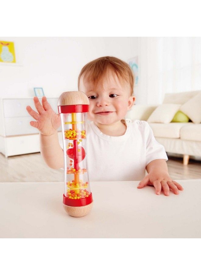 Beaded Raindrops  Mini Wooden Musical Shake  Rattle Rainmaker Toy Red
