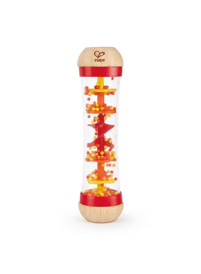 Beaded Raindrops  Mini Wooden Musical Shake  Rattle Rainmaker Toy Red
