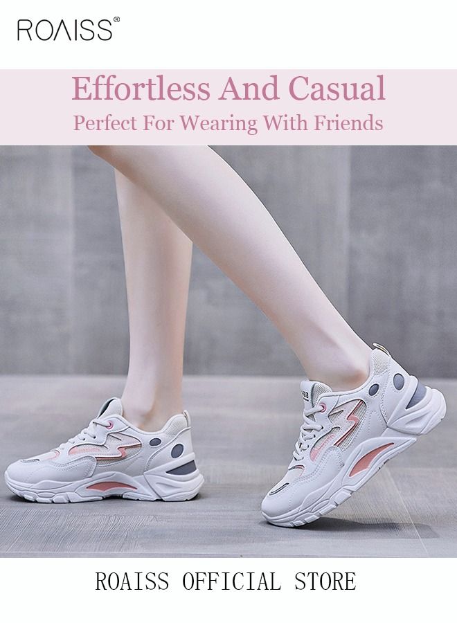 Casual Versatile Sports Shoes for Women Breathable Wear-Resistant Low Top Sneakers for Students Ladies Outdoors Activities Womens Stylish All-Match Soft Sole Platform Walking Shoes Athlesiure Shoes