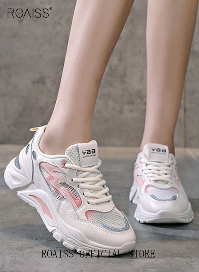 Casual Versatile Sports Shoes for Women Breathable Wear-Resistant Low Top Sneakers for Students Ladies Outdoors Activities Womens Stylish All-Match Soft Sole Platform Walking Shoes Athlesiure Shoes