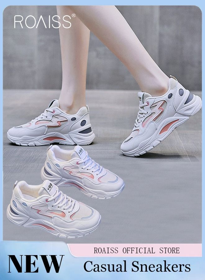 Casual Versatile Sports Shoes for Women Breathable Wear-Resistant Low Top Sneakers for Students Ladies Outdoors Activities Womens Stylish All-Match Soft Sole Platform Walking Shoes Athlesiure Shoes