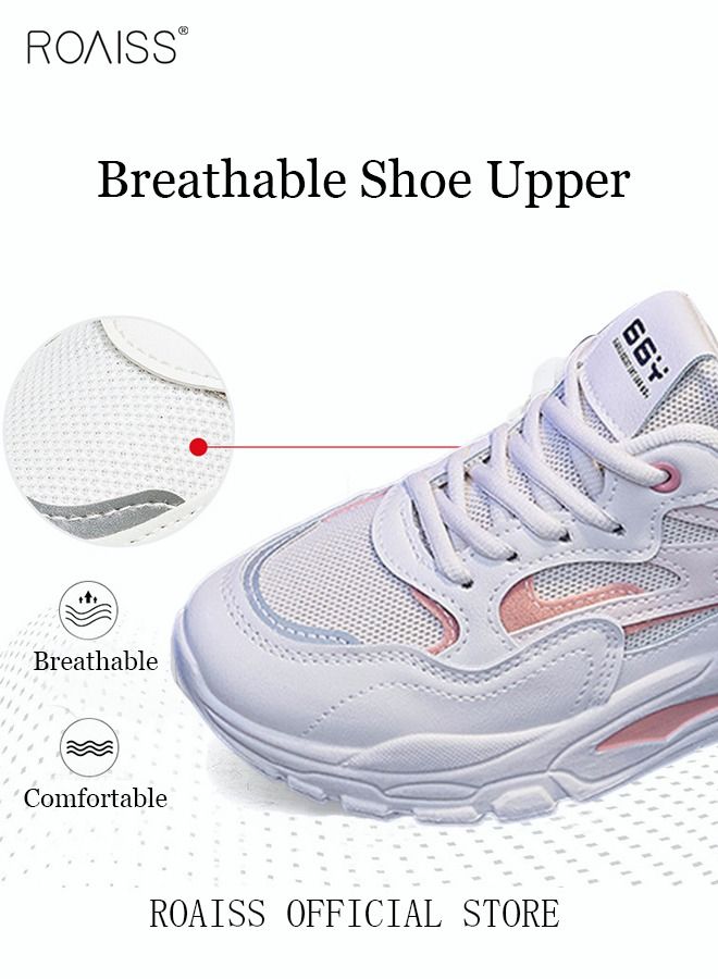 Casual Versatile Sports Shoes for Women Breathable Wear-Resistant Low Top Sneakers for Students Ladies Outdoors Activities Womens Stylish All-Match Soft Sole Platform Walking Shoes Athlesiure Shoes