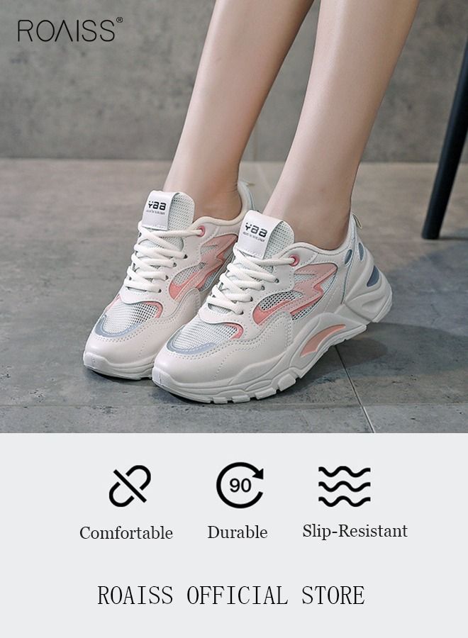 Casual Versatile Sports Shoes for Women Breathable Wear-Resistant Low Top Sneakers for Students Ladies Outdoors Activities Womens Stylish All-Match Soft Sole Platform Walking Shoes Athlesiure Shoes