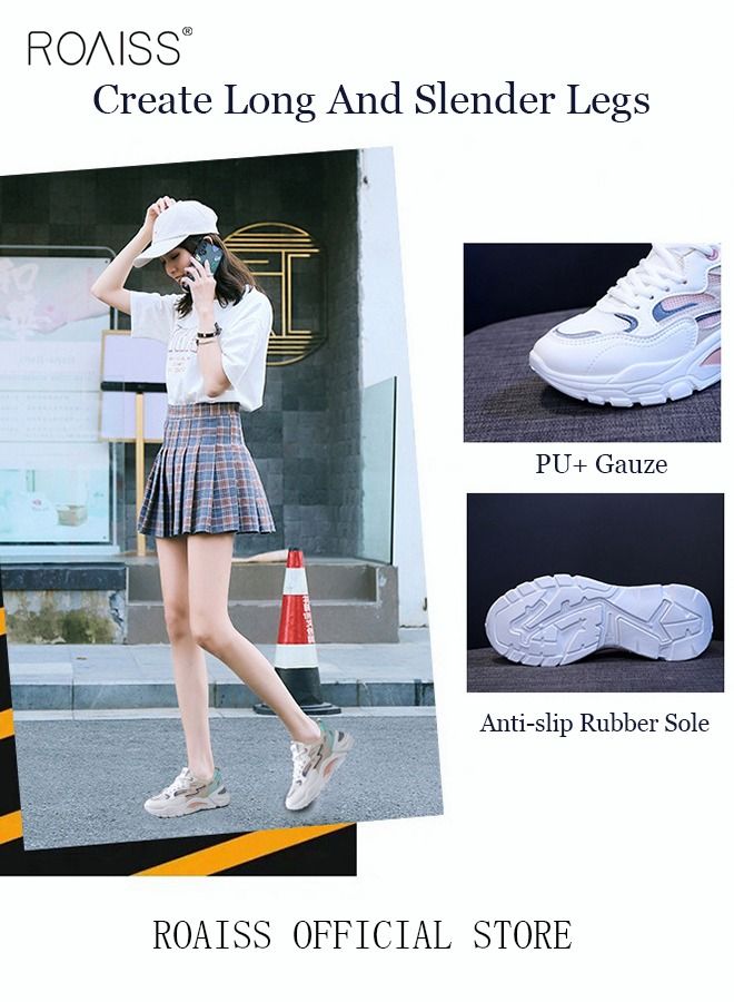 Casual Versatile Sports Shoes for Women Breathable Wear-Resistant Low Top Sneakers for Students Ladies Outdoors Activities Womens Stylish All-Match Soft Sole Platform Walking Shoes Athlesiure Shoes