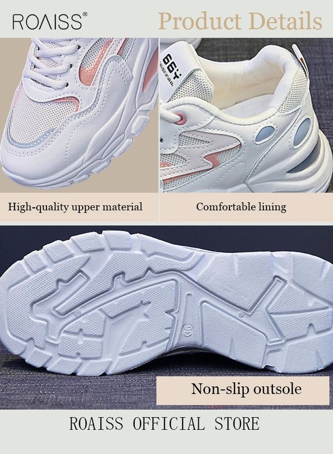 Casual Versatile Sports Shoes for Women Breathable Wear-Resistant Low Top Sneakers for Students Ladies Outdoors Activities Womens Stylish All-Match Soft Sole Platform Walking Shoes Athlesiure Shoes
