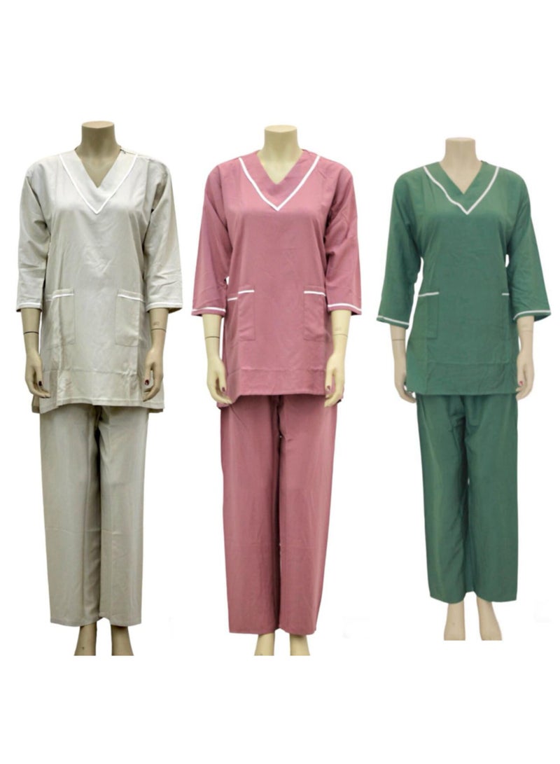 Housemaid Uniform Maid  Nanny Scrub Suit 3 piece set