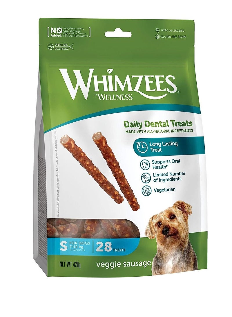 Veggie Sausage Small Daily Dental Dog Treats 28pc