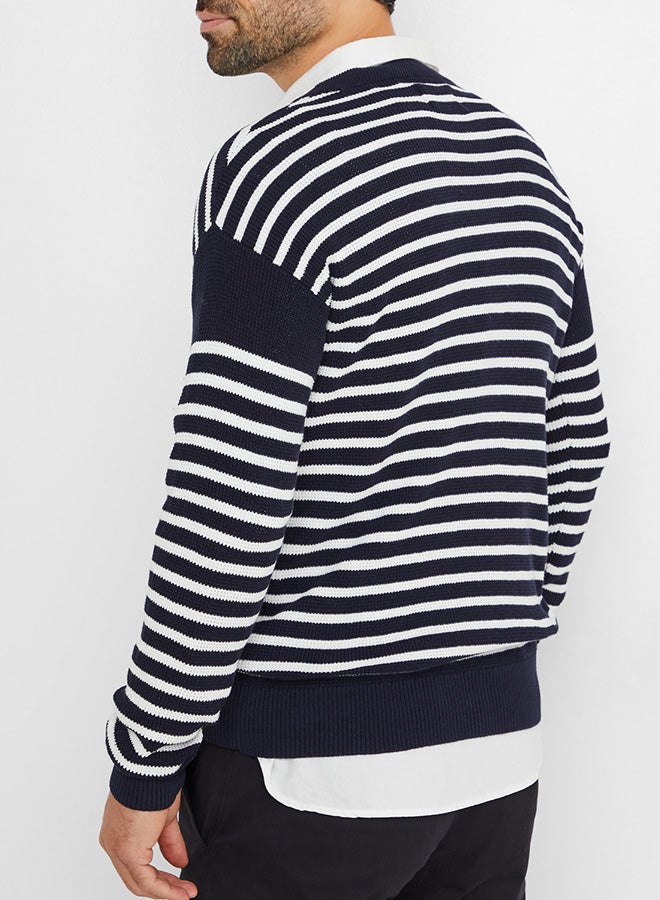Striped Sweater Navy Blazer