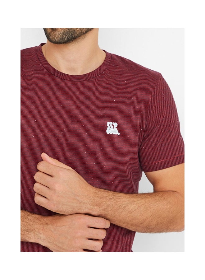 Embroidery Detailed Melange T-Shirt Brick Red