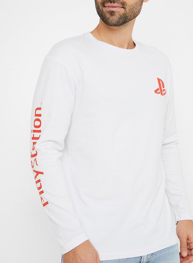 Back Printed Long Sleeve T-Shirt White
