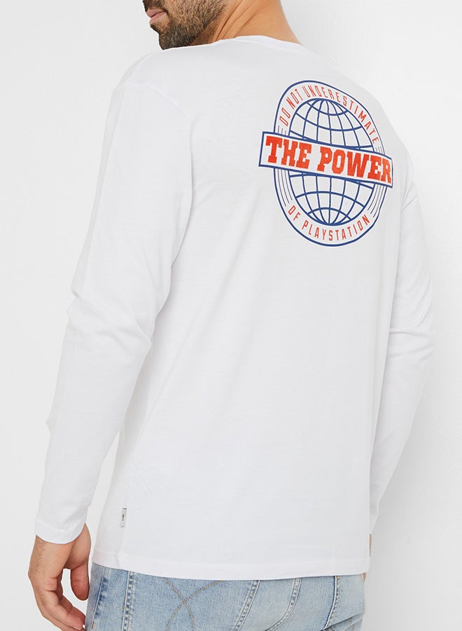 Back Printed Long Sleeve T-Shirt White