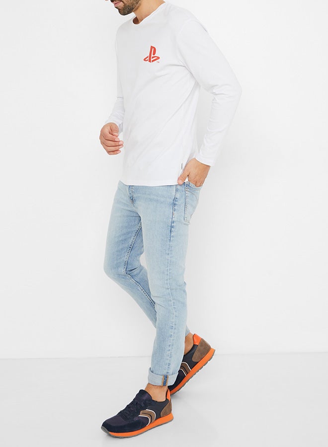 Back Printed Long Sleeve T-Shirt White