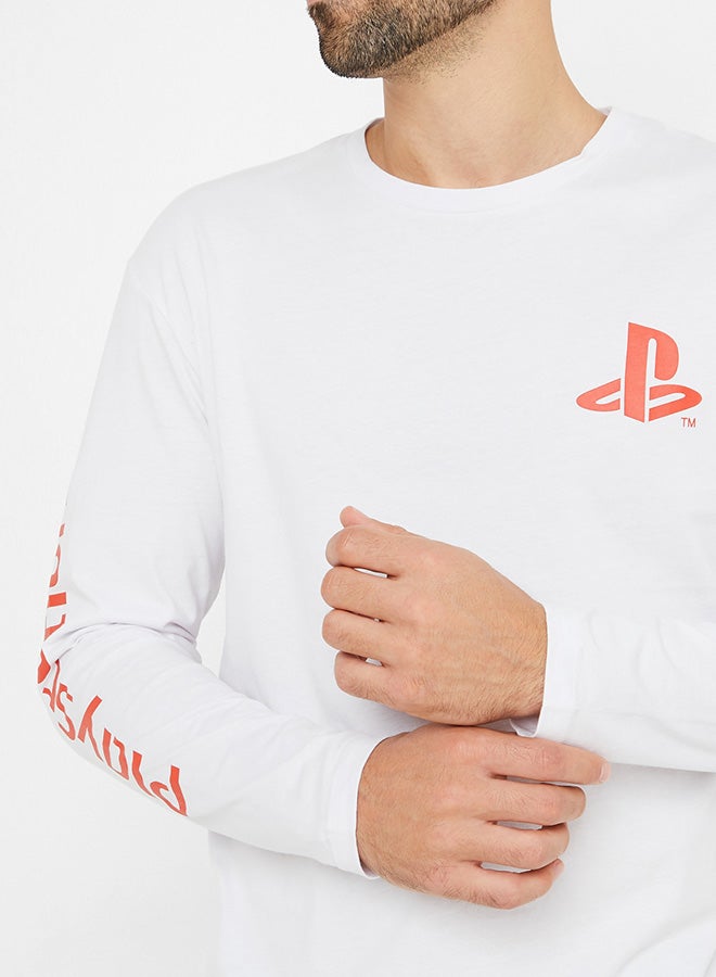 Back Printed Long Sleeve T-Shirt White