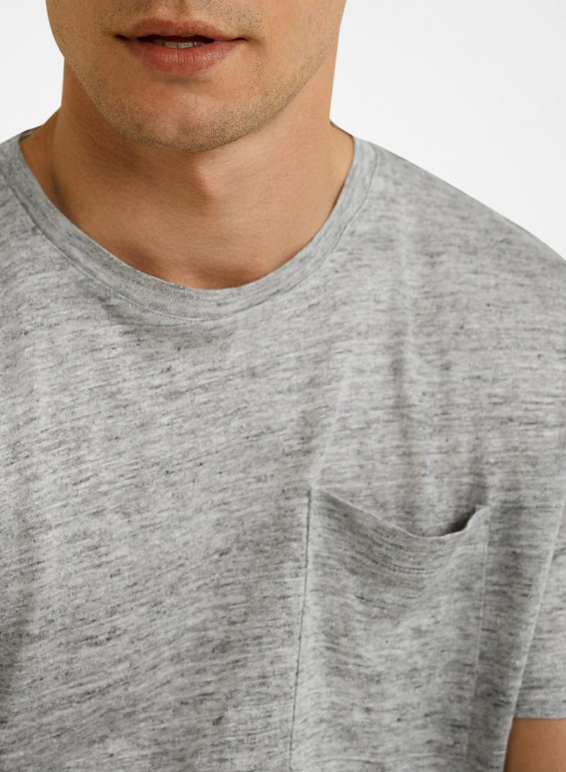 Patch Pocket Speckled T-Shirt Grey