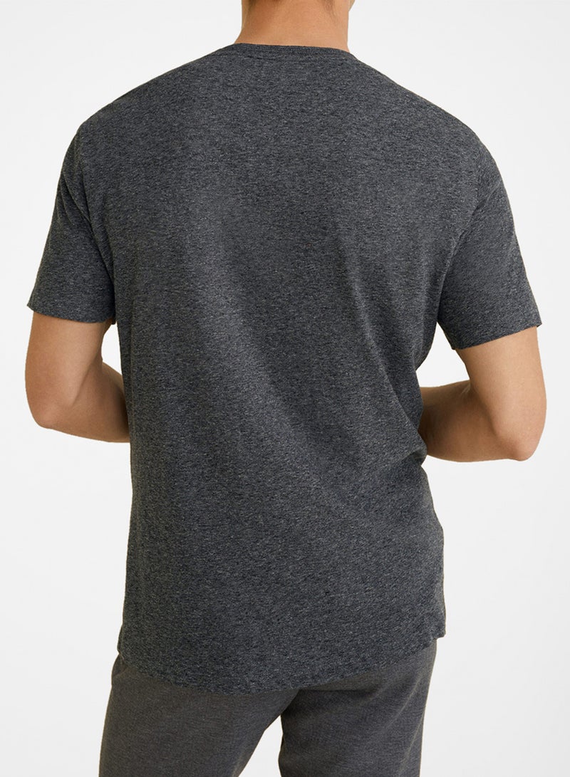 Patch Pocket Flecked T-Shirt Grey