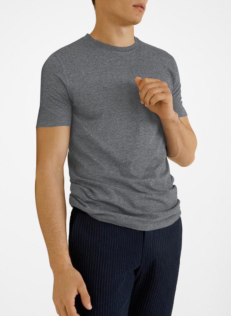 Patch Pocket Flecked T-Shirt Grey