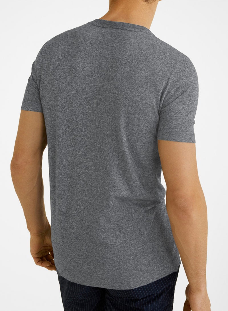 Patch Pocket Flecked T-Shirt Grey