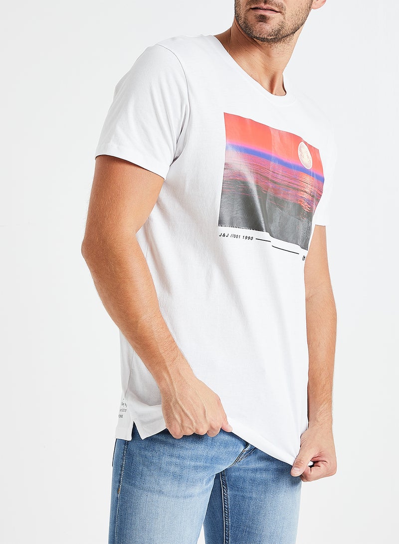 Graphic Printed Crew Neck T-Shirt White