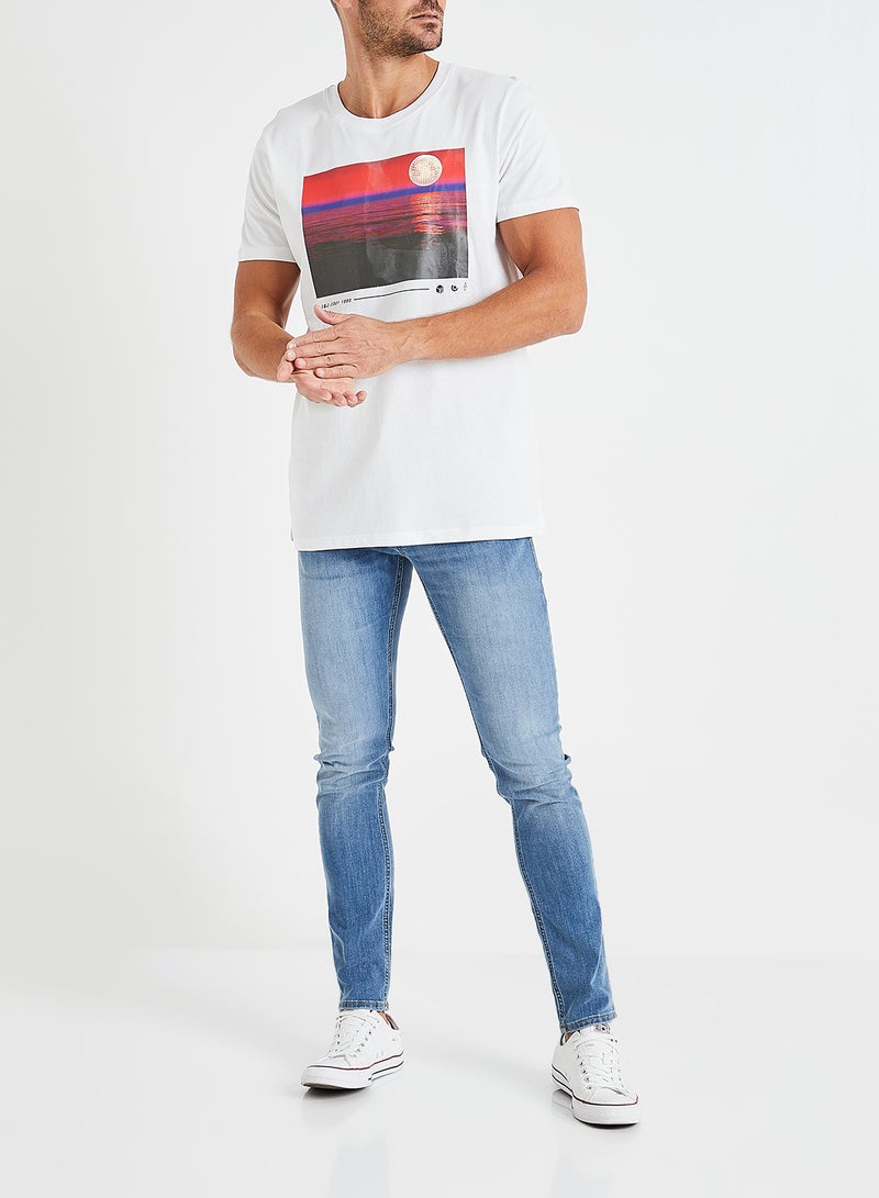 Graphic Printed Crew Neck T-Shirt White
