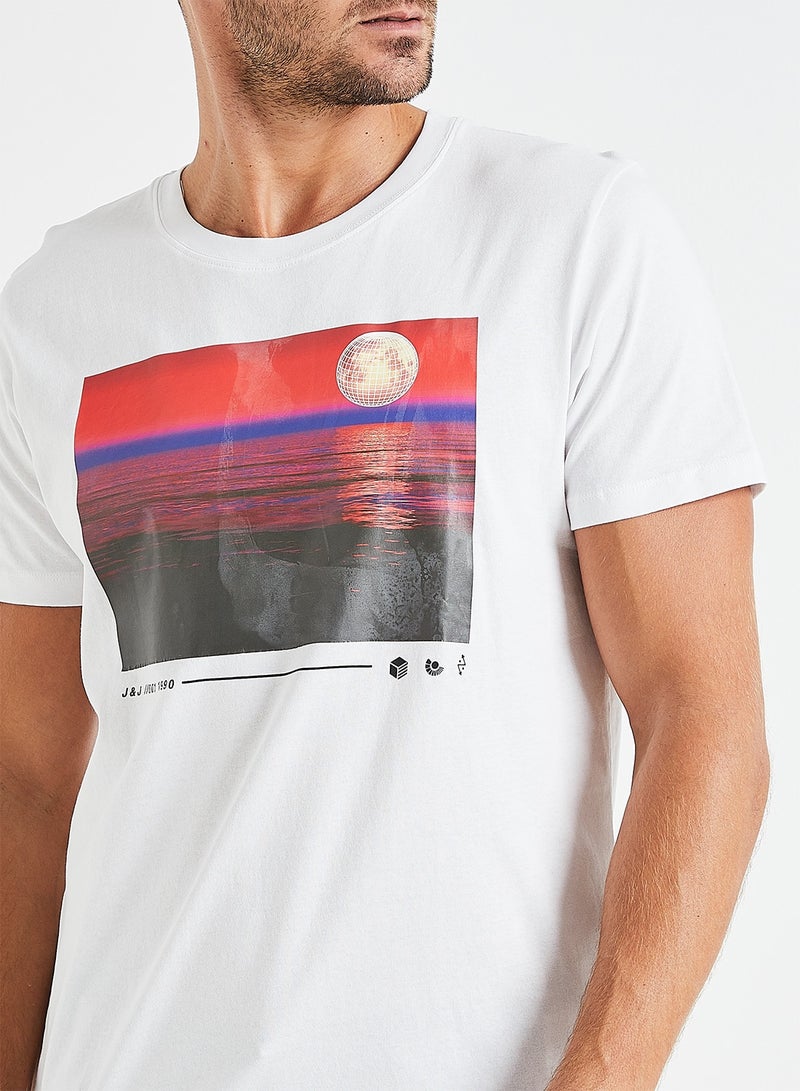 Graphic Printed Crew Neck T-Shirt White