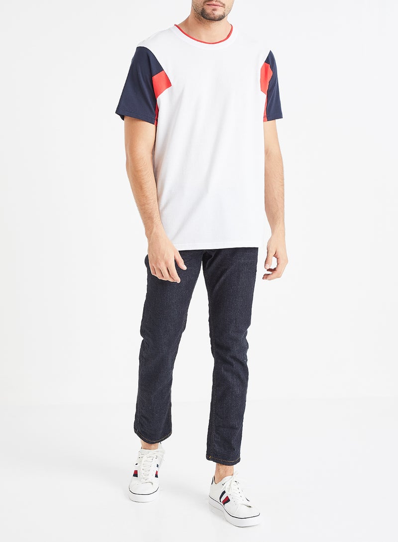 Colourblock Sleeve T-Shirt White