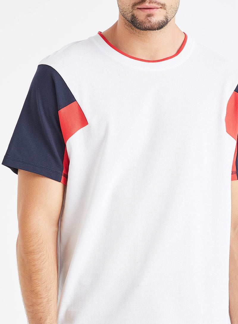 Colourblock Sleeve T-Shirt White
