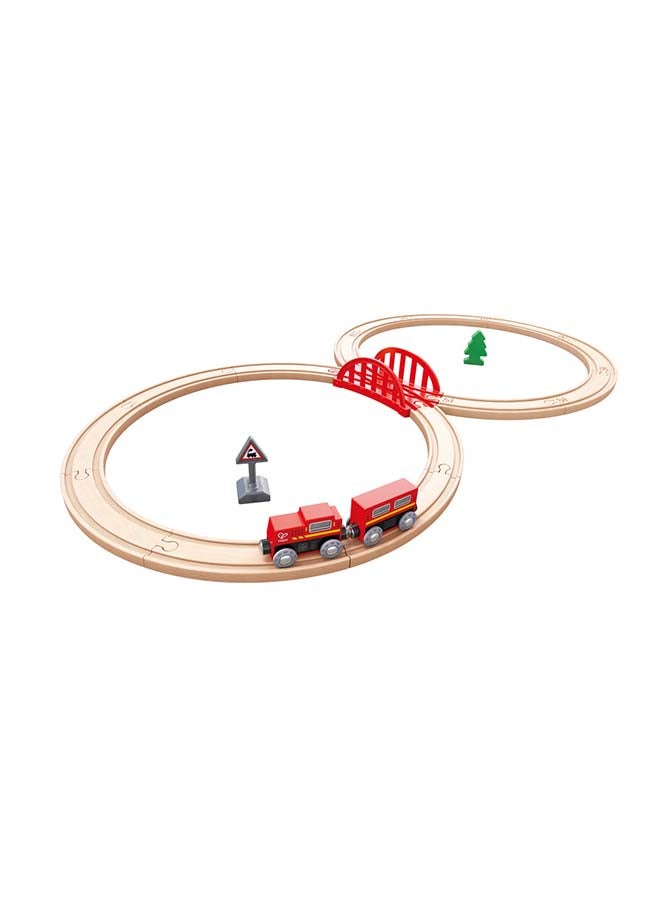 Wooden Classic Figure8 Train And Railway Set 19-Piece