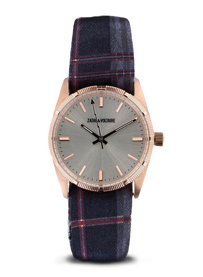 Women Zadig & Voltaire Rose Gold and Purple Multicolor Cloth Bracelet Watch-  ZVF203