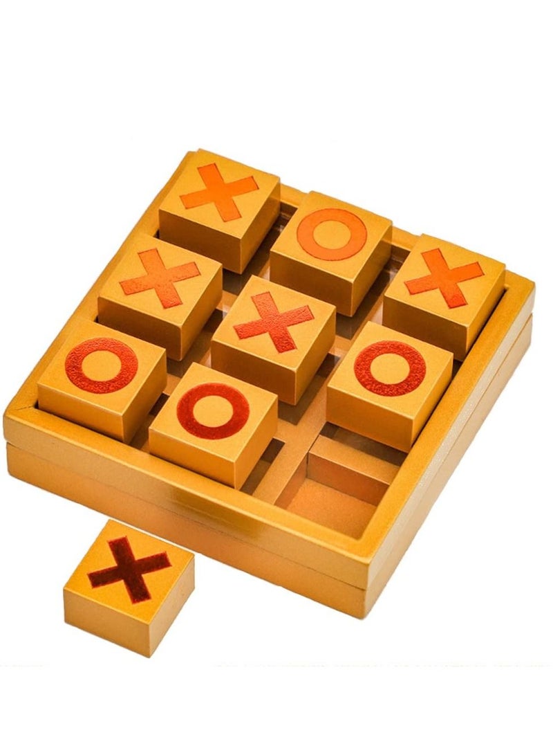 Tic Tac Toe Game Toy, Classic Wooden Checkerboard Educational Family Game Toys Set with Storage Box for Table, Decorations, Living Room, Tabletop Game for Adults and Kids