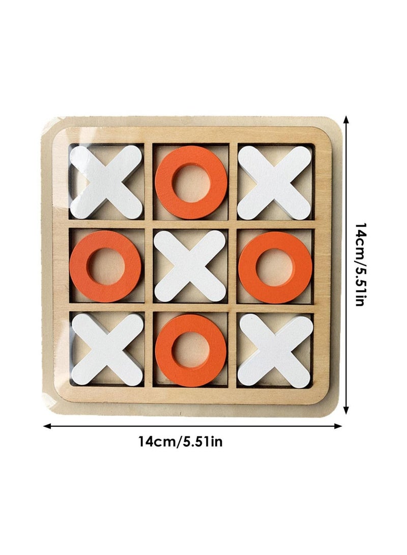 Tic-Tac-Toe Game Toy, Classic Wooden Checkerboard Educational Family Game Toys Set, Portable Casual Tabletop Game for Adults and Kids, Party Classroom Games White and Orange