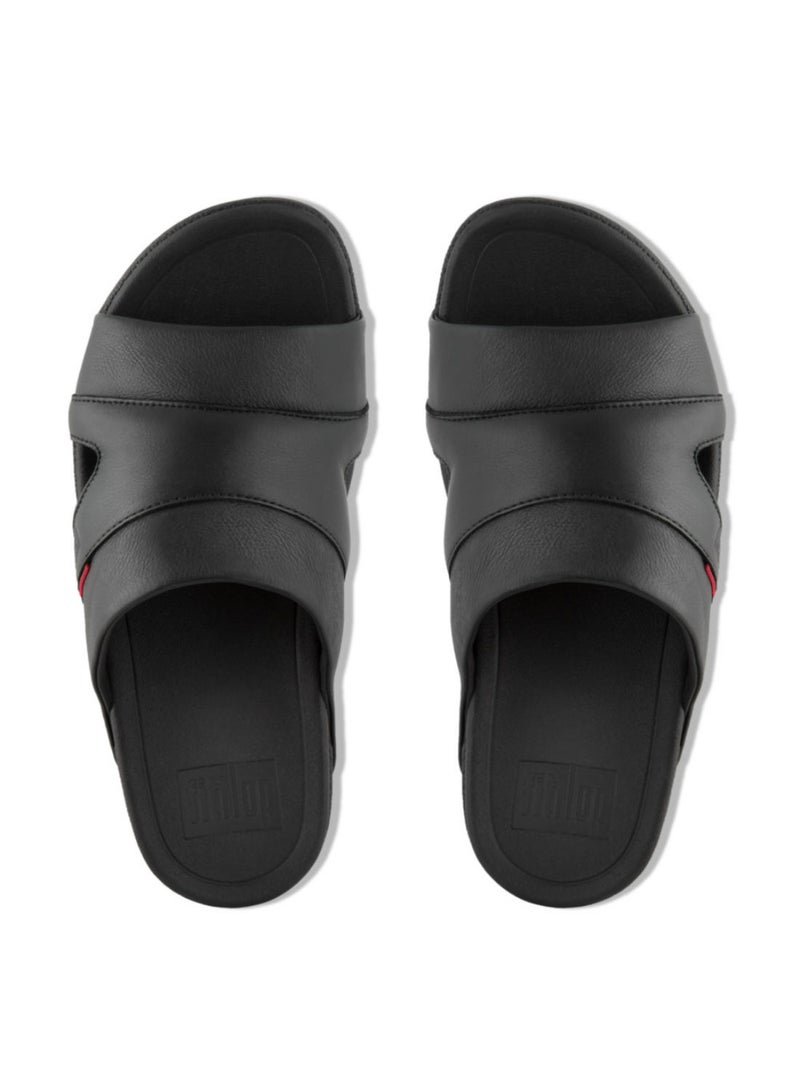 049-173 Freeway Slides Men Sandals Black Leather L66-001