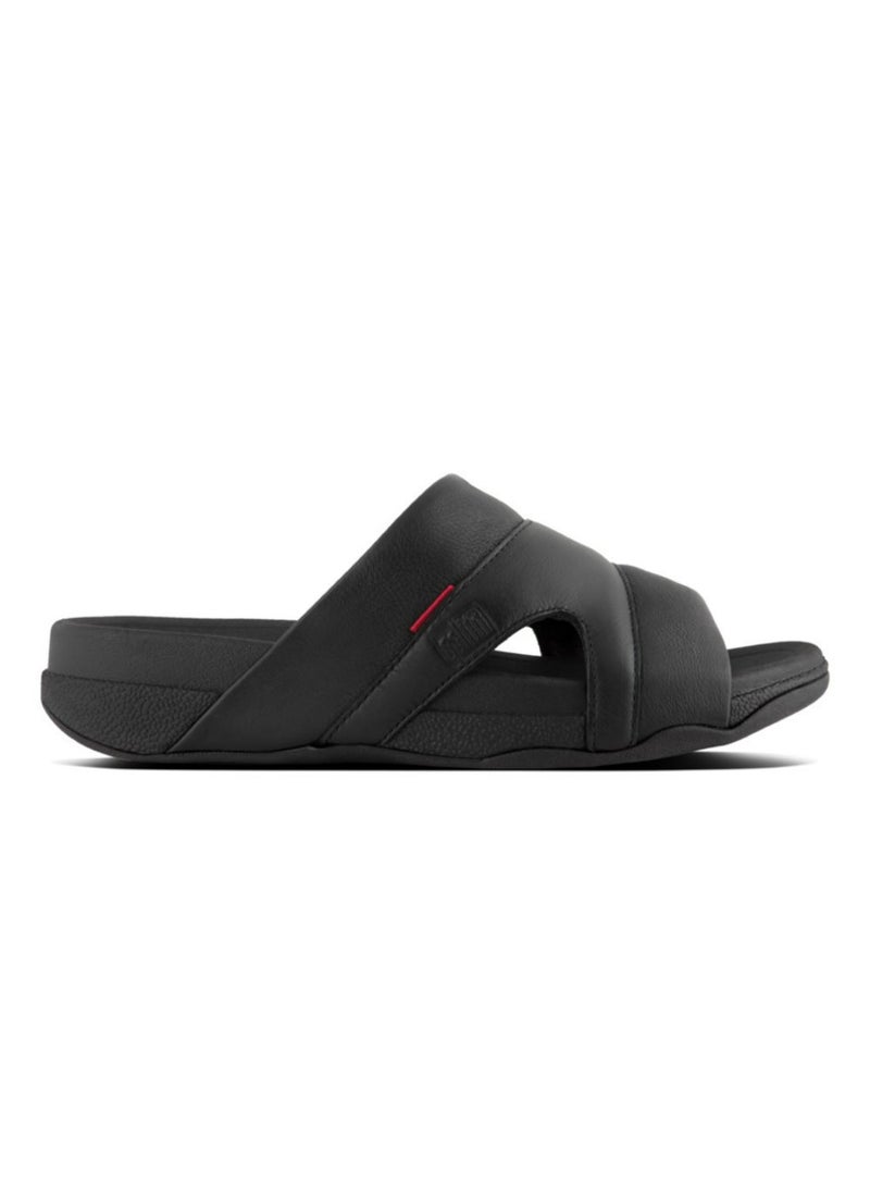 049-173 Freeway Slides Men Sandals Black Leather L66-001