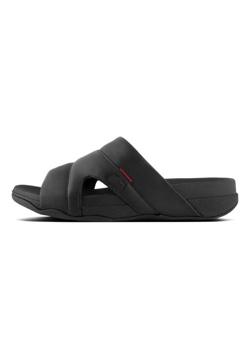 049-173 Freeway Slides Men Sandals Black Leather L66-001