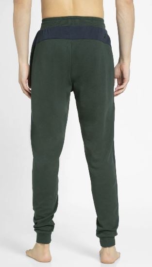 Comfortable Ribbed Waistband Athleisure Track Pant Green/Navy Blue