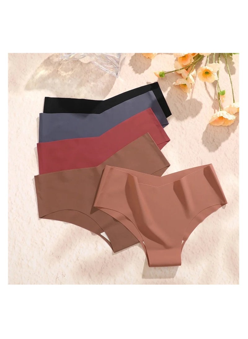 5 Pieces Womens Underwear Bikini Silky Seamless Underwear for Women Panties Cheeky Hipster