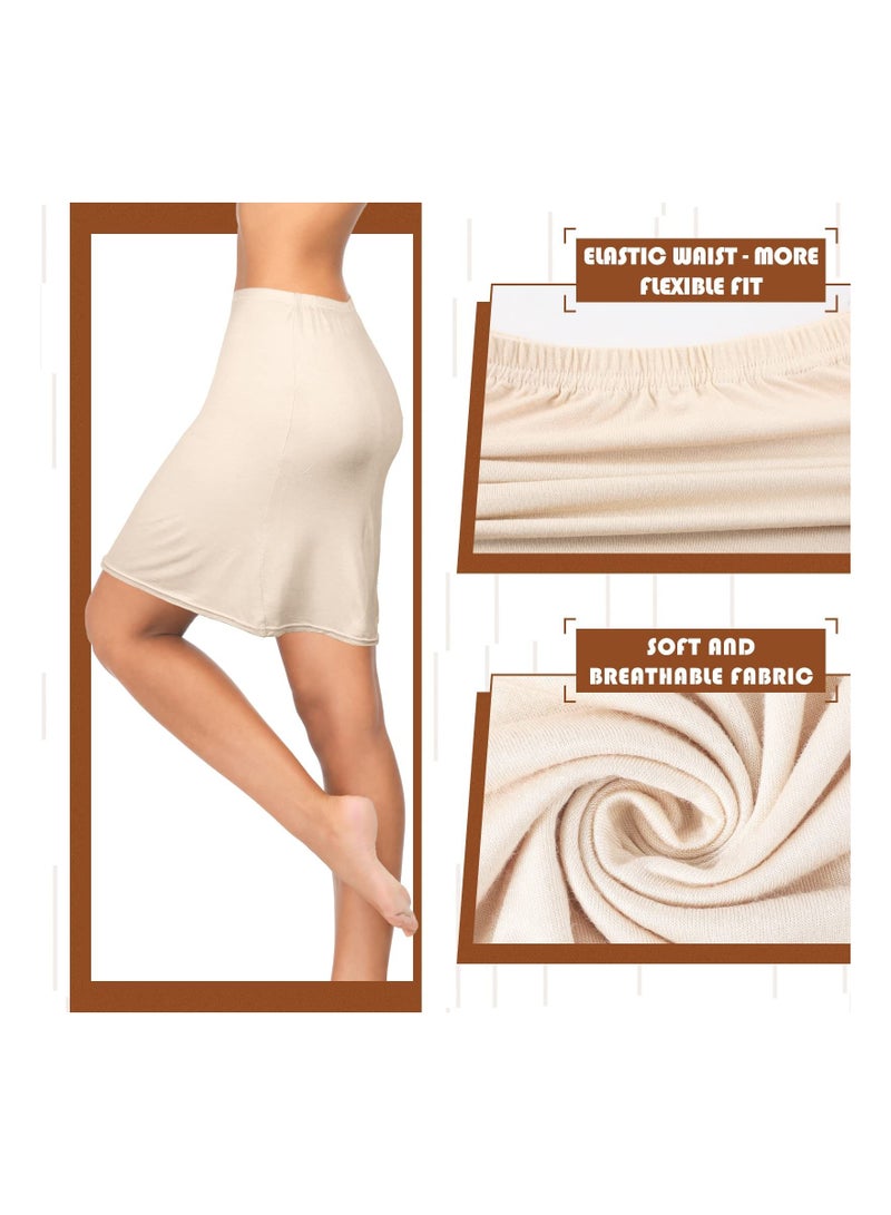 3 Pieces Women's Anti Static Nylon Half Slip Women's Silky Touch Anti Cling Above Knee Half Slip Dress for Under Dresses, Waistline Approx 65 Cm, 25.56 In, Hip Circumference is Approx 90 Cm, 35.43 In