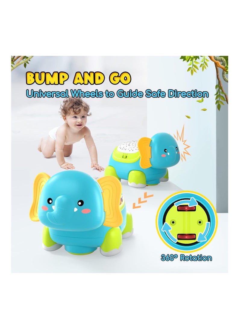 Crawling Musical Elephant Toys for 0-12 Months, Baby Toys 6 Months Plus, Toddler Sound Toys with Projector Light, Learning Gifs Toys for Boys Girls 1 Year Old